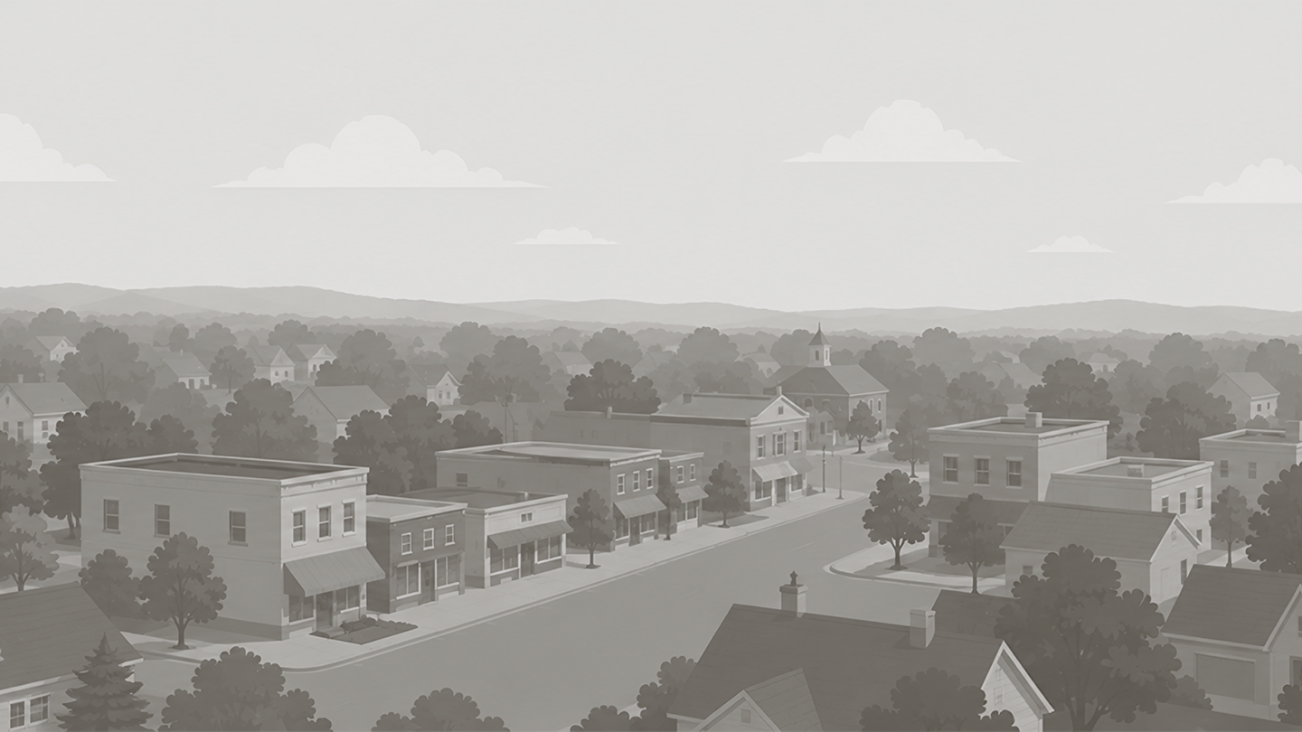 Illustration of a small-town main street